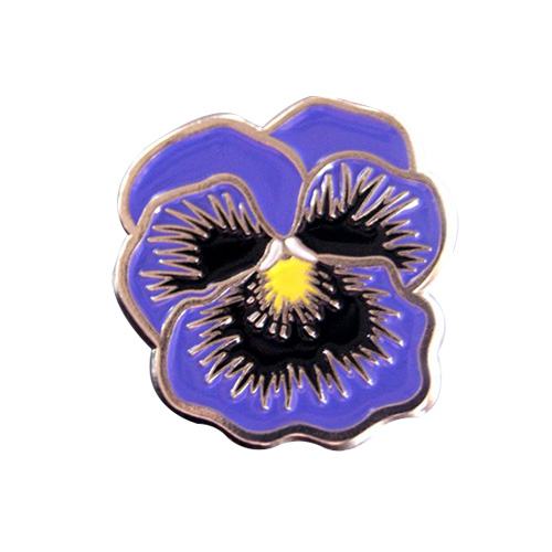 Purple pansy flower enamel lapel pins
