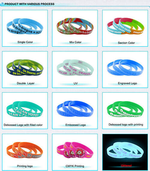 Embossed rubber silicone bracelet