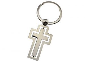 Holy bible souvenir keychain rotary cross
