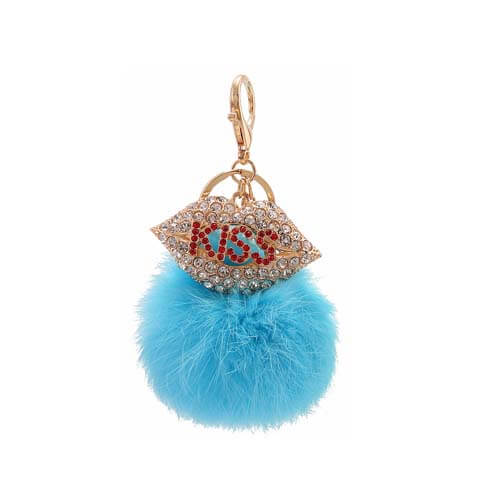 Kiss pom pom bag hanger sexy lip keychain