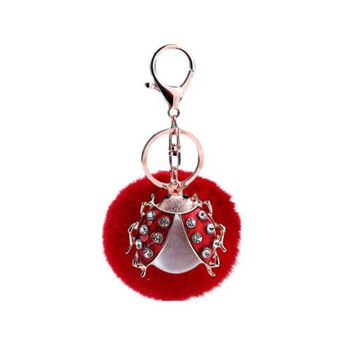 Lady Beetle pom pom keychains