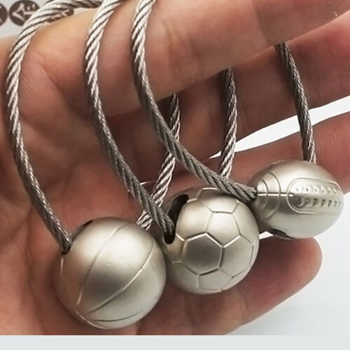 Soccer ball stainless steel keyring
