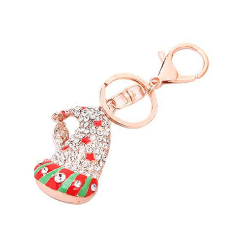 2016 Christmas santa hat rhinestone key ring
