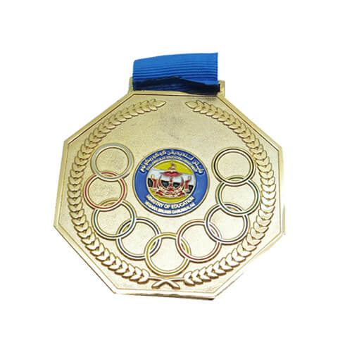 3 inches white gold octagon medal