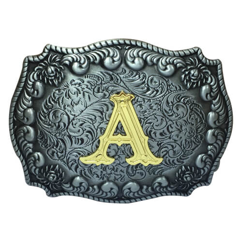 custom belt buckles initials A