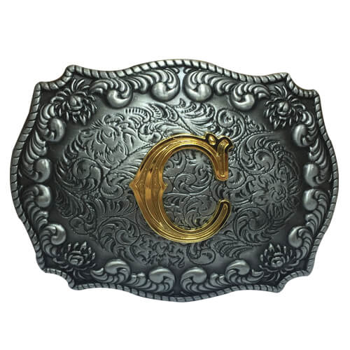 custom belt buckles initials C