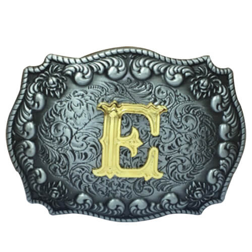 custom belt buckles initials E
