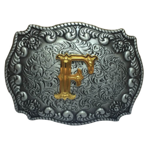 custom belt buckles initials F