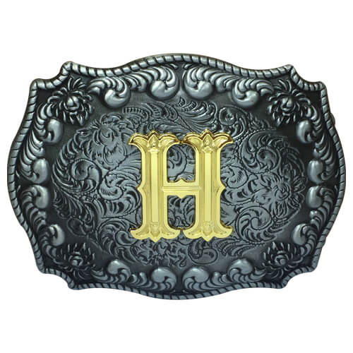 custom belt buckles initials H