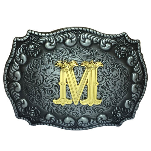 custom belt buckles initials M