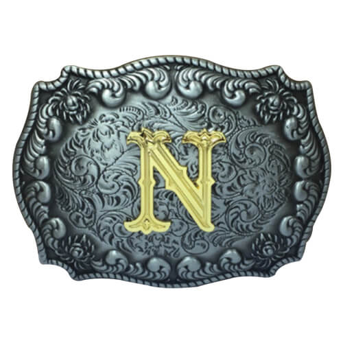 custom belt buckles initials N