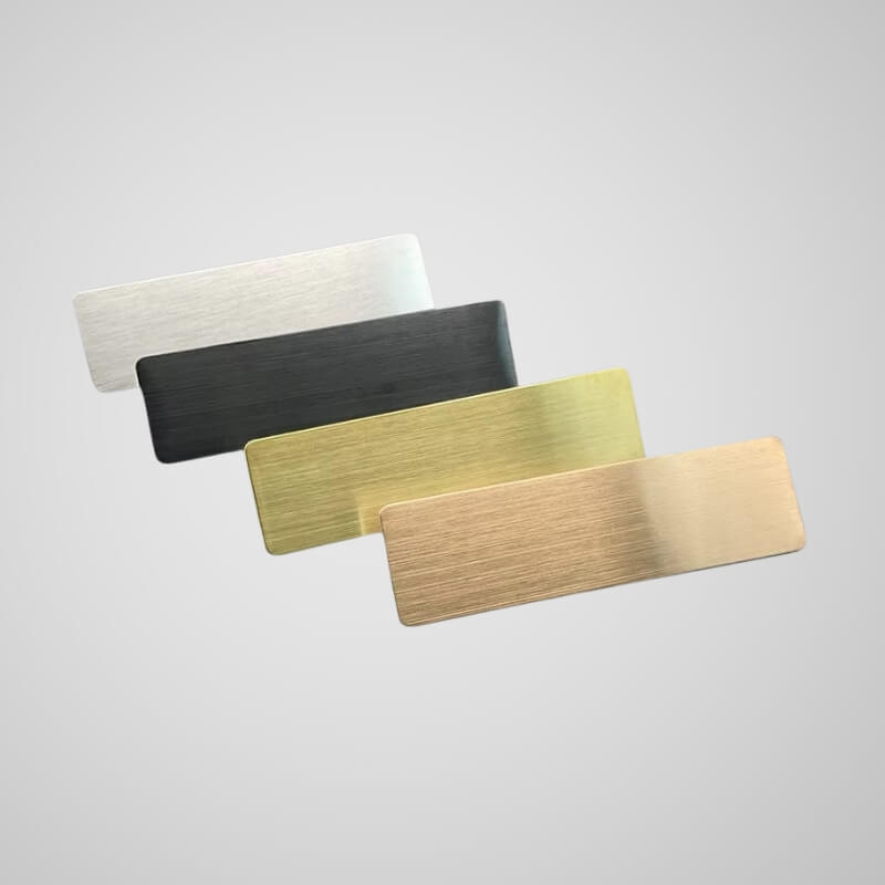 brushed metal name tag