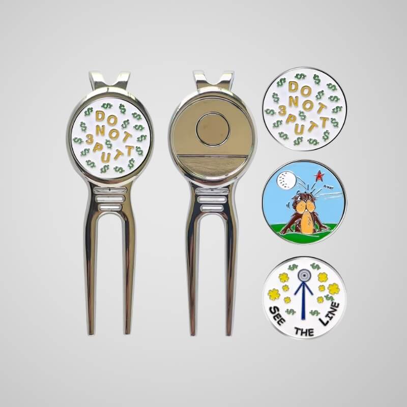 Divot tool with removable golf ball markers