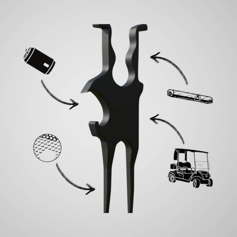 Multi-functional aluminum divot tool