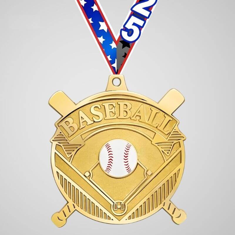 Crossed Bat Baseball Medals