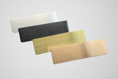 brushed metal name tag